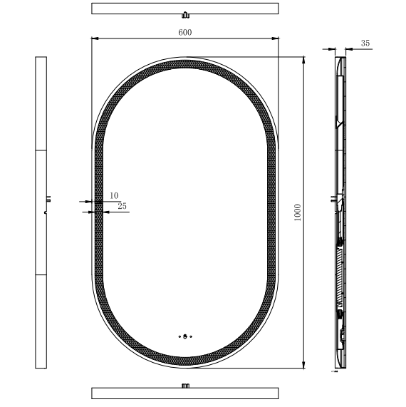 Iron Framed LED Bathroom Mirror – Electroplated Finish 600×1000mm