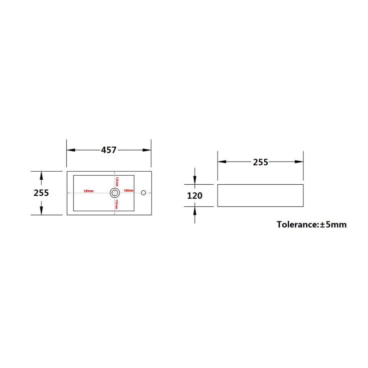Wall-Hung Basin 457/500mm