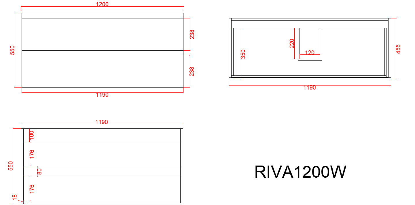 CETO Revive Wall Hung PVC Cabinet with U shape soft closing drawers 600/750/900/1200SD/1500SD