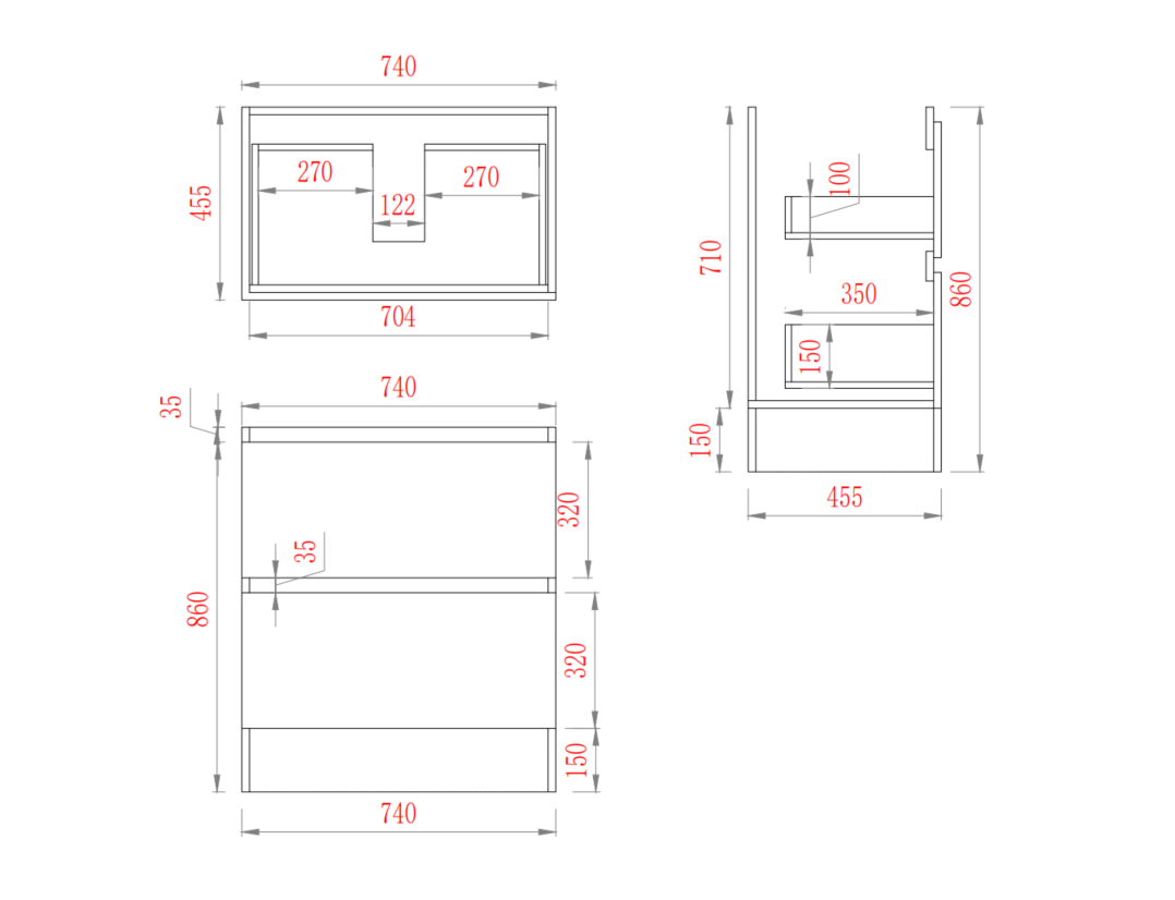 Leg Vanity Cabinet (PVC Material) 590-1500mm (Luxern)