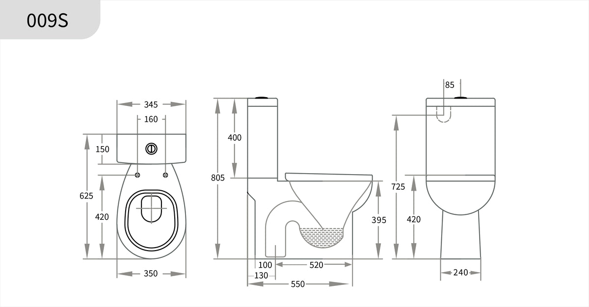 Zion Closed Couple Toilet Suite Dual Flush 630*350*805mm Trap Included