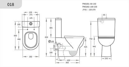 Bela Skew Toilet Suite 665*375*830mm