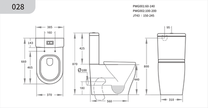 655*380*870mm Back to Wall Rimless Tornado Toilet Suite LUX028 Trap Included