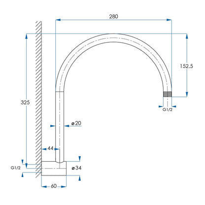 Luxury Gooseneck Shower Arm Chrome LGNWMA