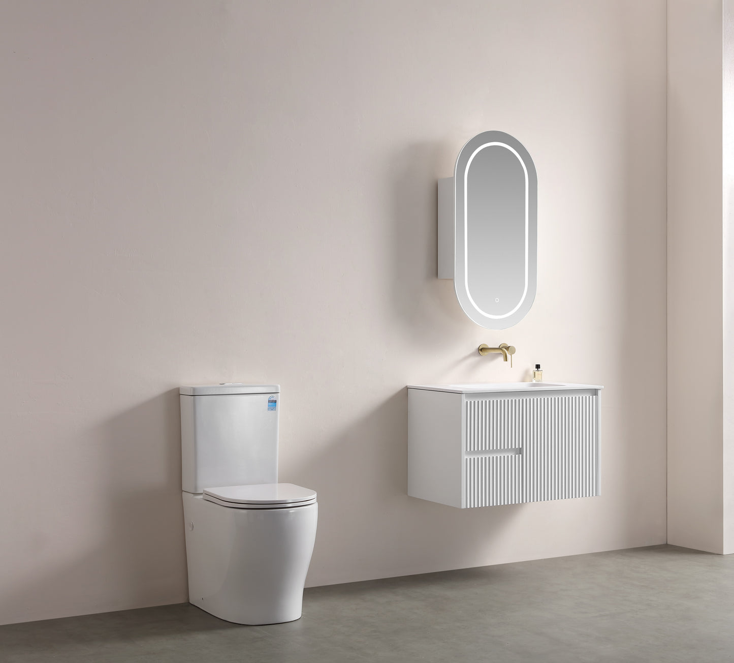 Olivia LED Frontlit Mirror Oval Shaving Cabinet 450x900x155mm OPLSV4590MB/MW-LED
