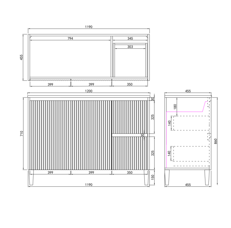 Brighton Floor Vanity 1200*460*500mm Matte White