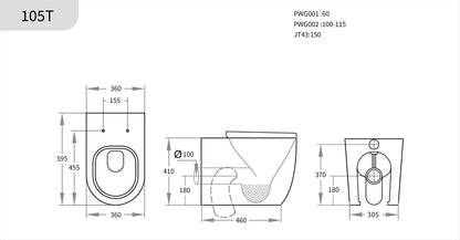Veda Tornado Wall Faced Floor Pan Trap Included 595*360*410mm - Gloss White