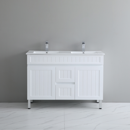 Ceto ACACIA 1200*460*860mm double bowl free standing Matte White Vanity