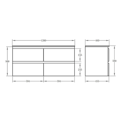 RIVA PVC Wall-Mounted  Double Vanity 1200x460x580mm