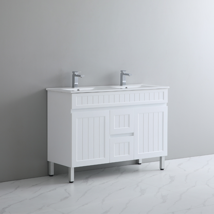 Ceto ACACIA 1200*460*860mm double bowl free standing Matte White Vanity