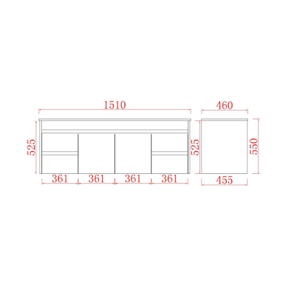 Polar PVC Wall-Mounted  Vanity 1500*460*545mm
