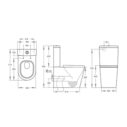 Stella Back to Wall Rimless Toilet Suite 710*390*830mm Trap Included