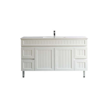 Ceto ACACIA 1500*460*860mm double bowl free standing Matte White Vanity