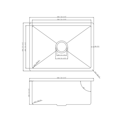 Stainless Steel Kitchen Sink 600*450*220mm