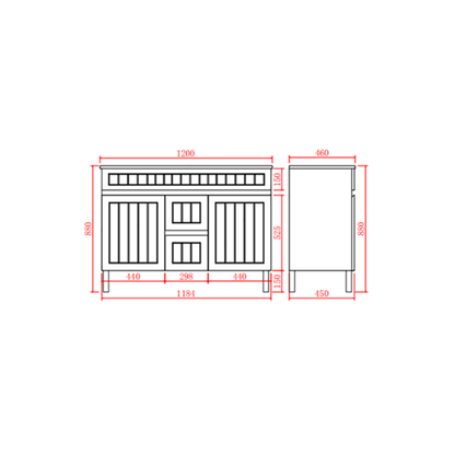 Ceto ACACIA 1200*460*860mm double bowl free standing Matte black Vanity
