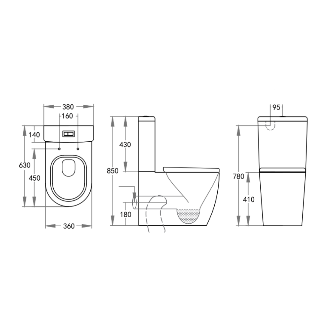 Back to Wall Rola BTW Toilet Suite 635*380*830mm Trap Included