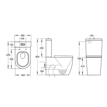 Back to Wall Rola BTW Toilet Suite 635*380*830mm Trap Included
