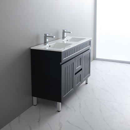 Ceto ACACIA 1200*460*860mm double bowl free standing Matte black Vanity