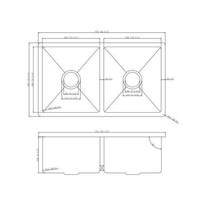 Stainless Steel Kitchen Sink 775*450*220mm