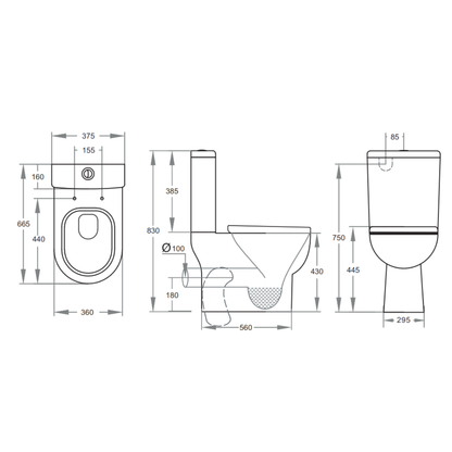 Bela Corner Toilet Suite Included 665*375*830mm