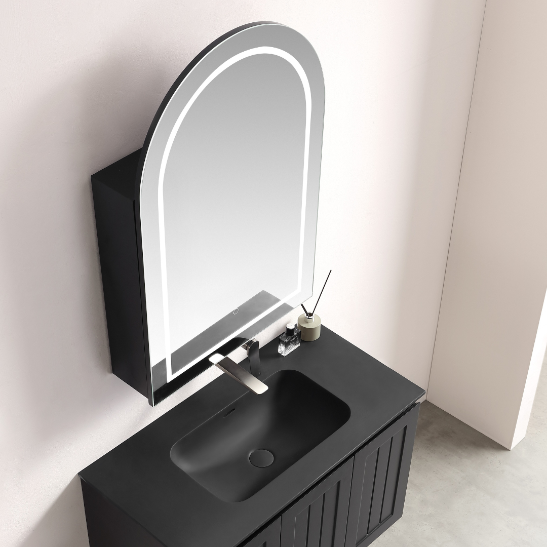 LED PVC Shaving Cabinet – Moisture-Resistant Bathroom Storage 600*900*155mm