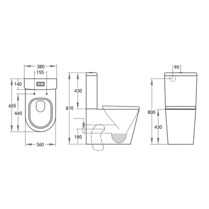Vivid Tornado BTW Toilet Suite Trap Included 655*385*870mm