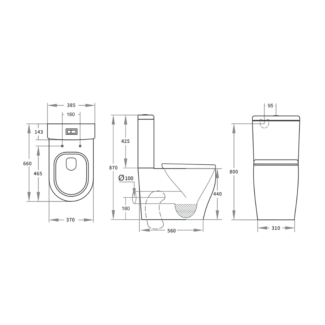 Zeus Tornado Flush Back to Wall Rimless Toilet Suite 660*385*870mm Trap Included