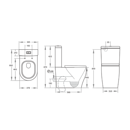 Zeus Tornado Flush Back to Wall Rimless Toilet Suite 660*385*870mm Trap Included