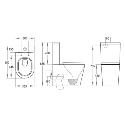 Cessia Chrome Rimless Toilet Trap Included 650*385*865mm