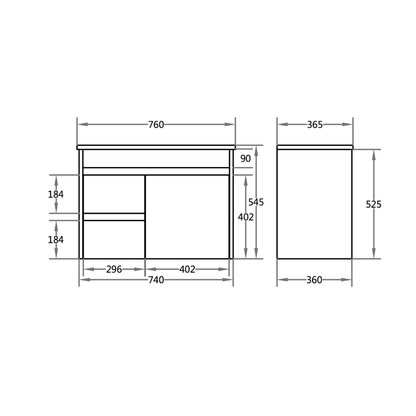 Polar PVC Slim Vanity 750*370*545mm