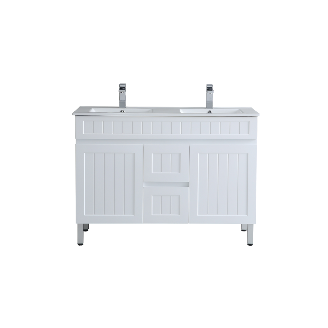 Ceto ACACIA 1200*460*860mm double bowl free standing Matte White Vanity