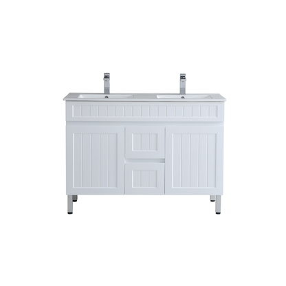 Ceto ACACIA 1200*460*860mm double bowl free standing Matte White Vanity