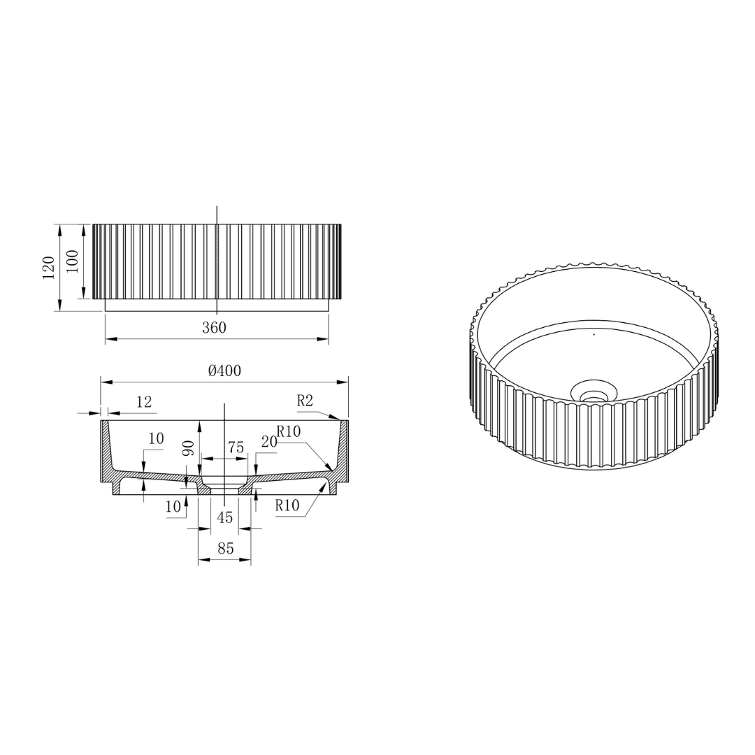 Above Counter Basin 400*400*120mm