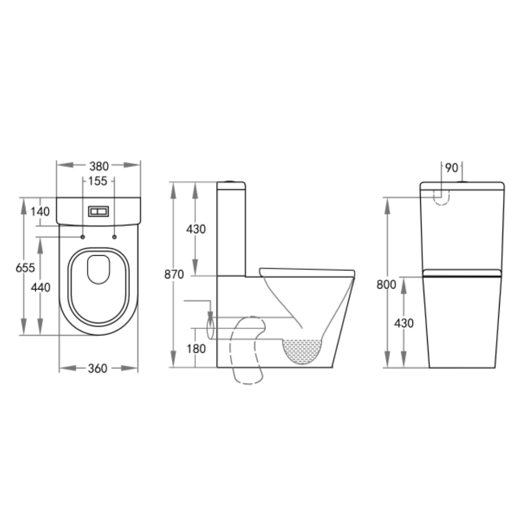 Elvera Support Rimless Toilet Suite Included 660*390*875mm