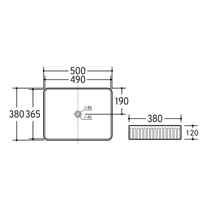 Rectangle Above Counter Basin 500*680*120mm