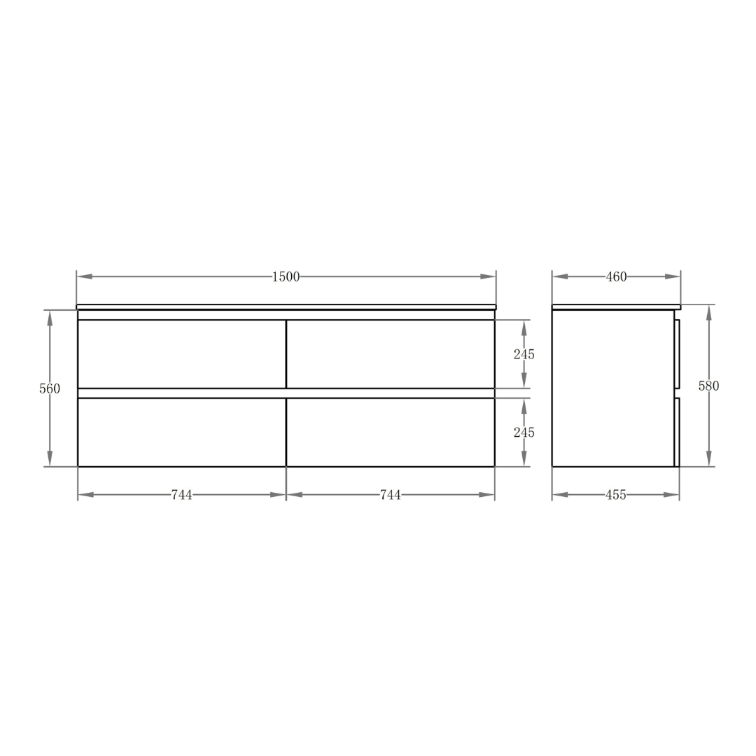 RIVA Double Vanity Set 1500x460x580mm