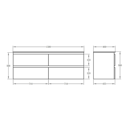 RIVA Double Vanity Set 1500x460x580mm