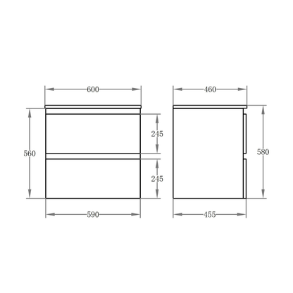RIVA PVC Wall-Mounted Vanity 590x455x560mm