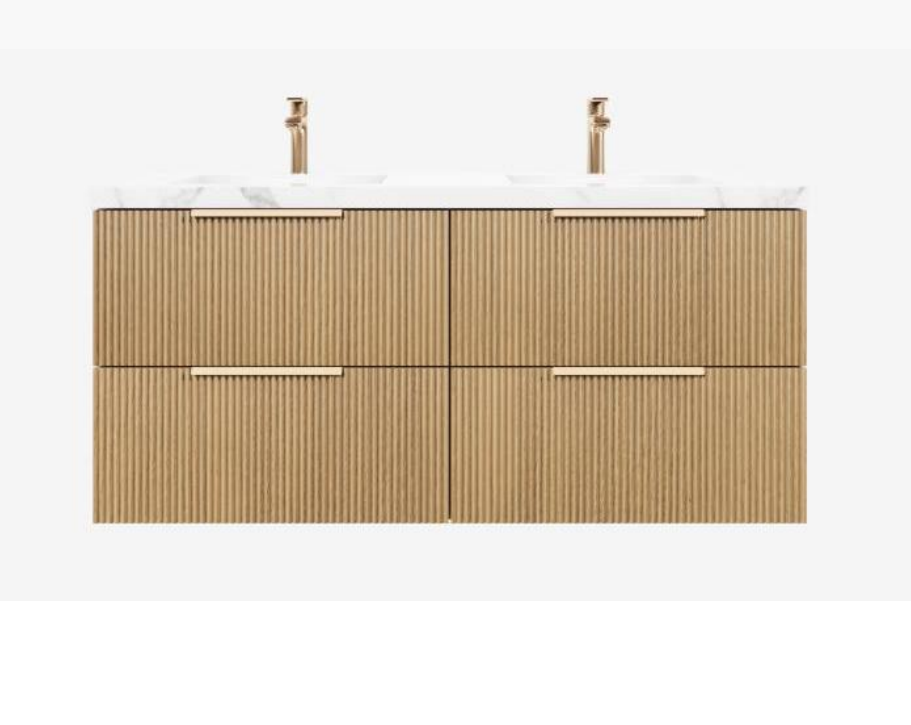 Axiom Haven Fluted Wall-Mounted  PVC Cabinet with Soft closing drawers 590-1490mm