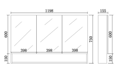 PVC Shaving Cabinet – Modern Bathroom Storage 600–1500mm