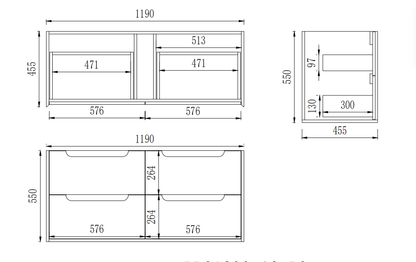 Wall Hung PVC Vanity 1190*455*550mm