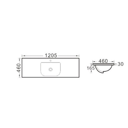 Vanity Top with Undermount Basin 605-1205mm