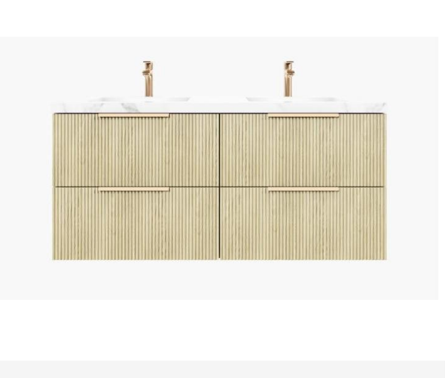 Axiom Haven Fluted Wall-Mounted  PVC Cabinet with Soft closing drawers 590-1490mm