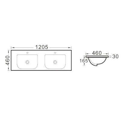 Vanity Top with Undermount Basin 605-1205mm