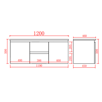 600/750/900/1200mm Wall-hung MDF Bathroom Vanity White Cabinet with Ceramic Top