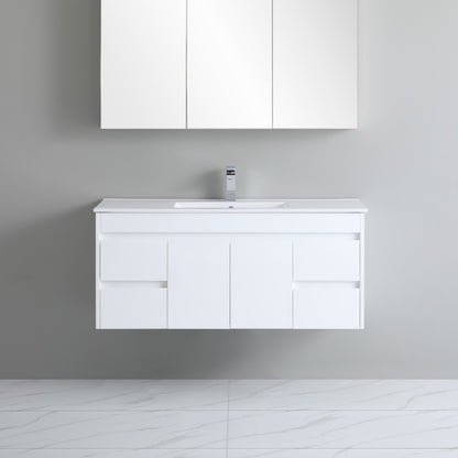 600/750/900/1200mm Wall-hung MDF Bathroom Vanity White Cabinet with Ceramic Top