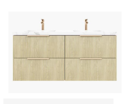 Axiom Haven Fluted Wall-Mounted  PVC Cabinet with Soft closing drawers 590-1490mm