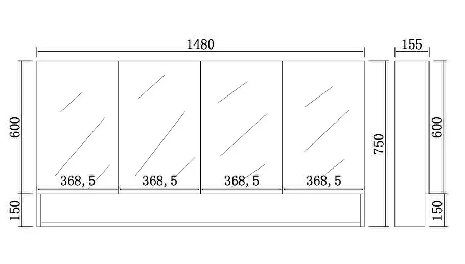 Stella Walnut PVC Waterproof Copper-Free Mirror 600-1480mm Walnut-SV600/750/900/1200/1500