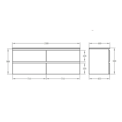 PVC Wall-Mounted Vanity Cabinet 1200/1500mm