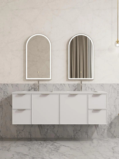 Aura Iron Arch Framed LED Mirror – Front & Backlit Smart touch free controls 600*900mm LFMAR6090-MB/BG/BN/GM